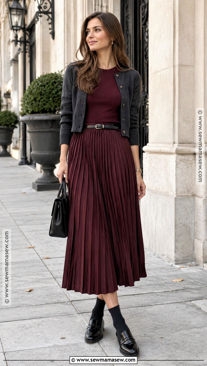 Knit Tank Top With Pleated Skirt And Loafers - 15 fall fashion tank top ideas