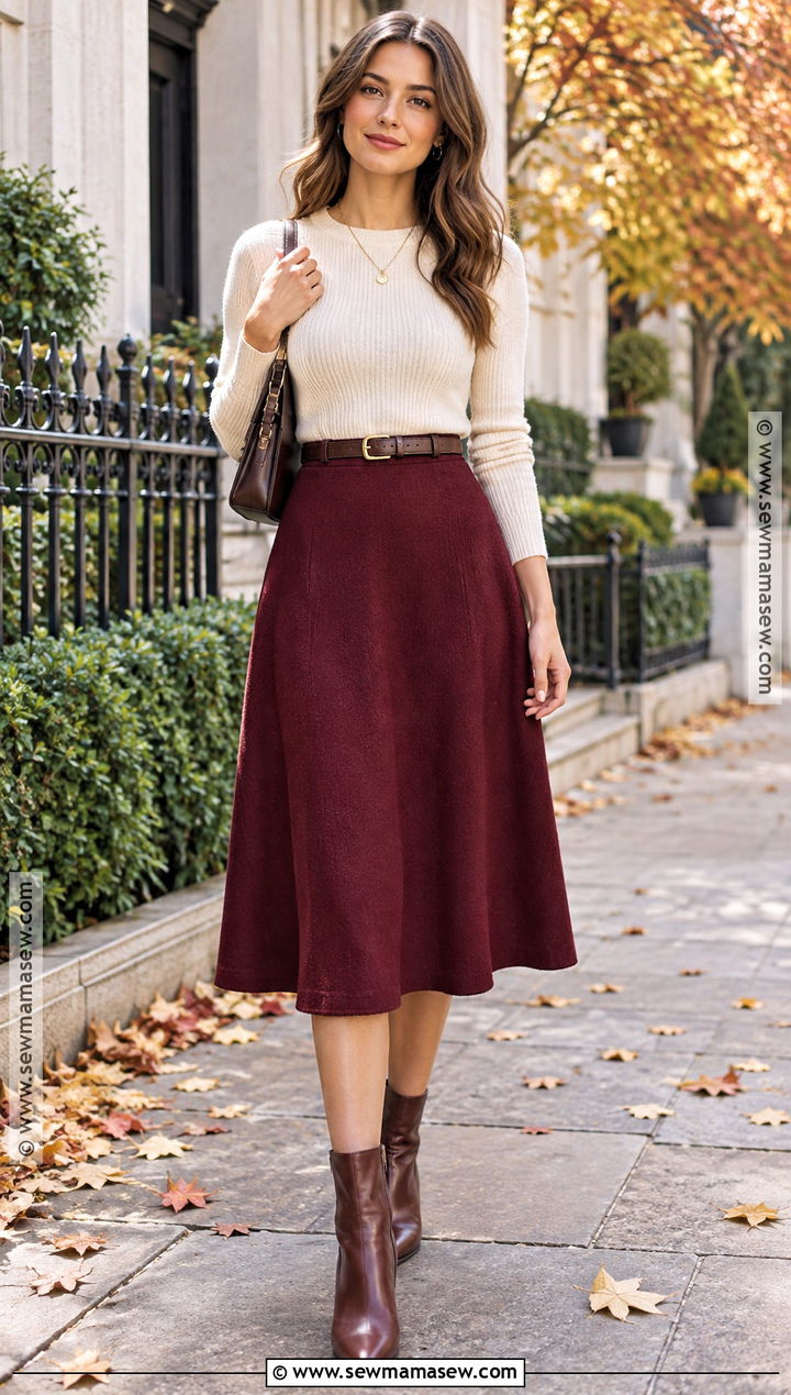 Knit Top And A Line Skirt Church Outfit - 15 fall church outfits