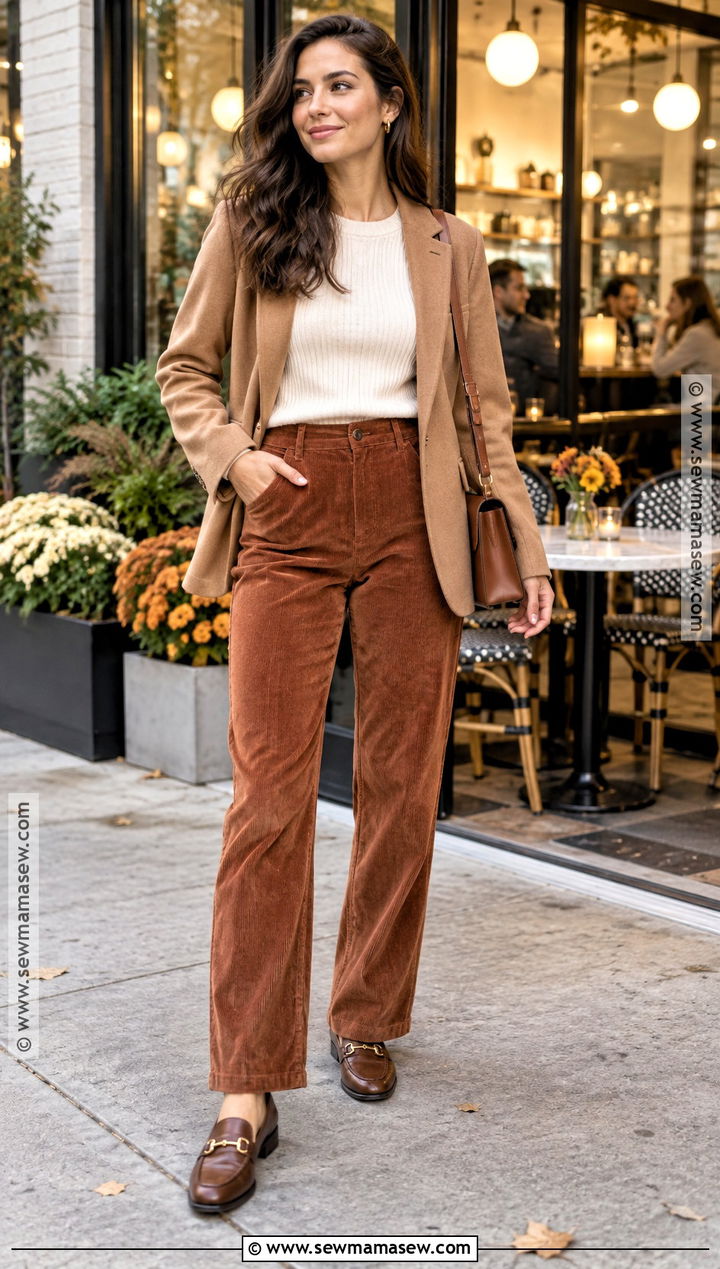 Knit Top And Corduroy Pants Fall Date Night Outfit - 25 fall date night outfit casual ideas
