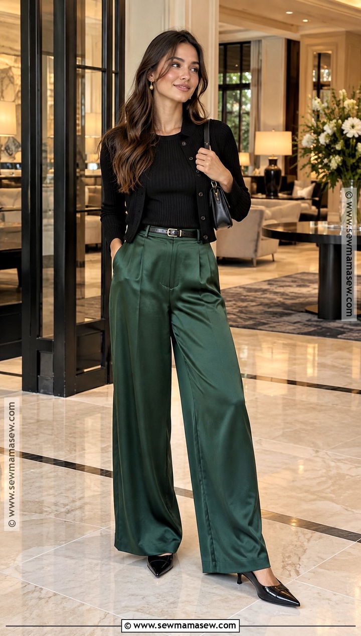 Knit Top And Satin Pants Fall Date Outfit - 20 fall date outfits for women