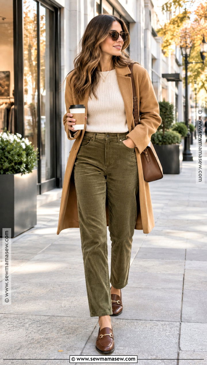 Knit Top and Corduroy Pants Fall Date Outfit - 20 casual date outfit fall ideas