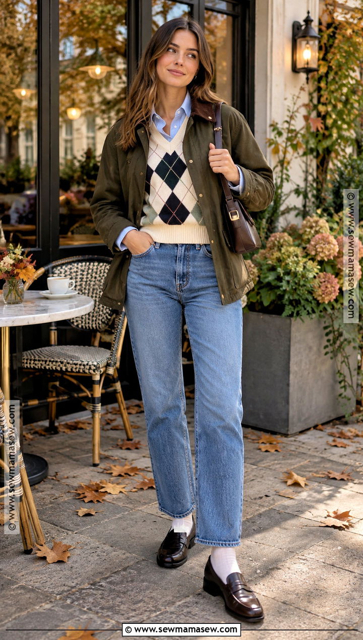 Knit Vest And Button Down Shirt Brunch Outfit - 15 fall 2026 brunch outfit ideas