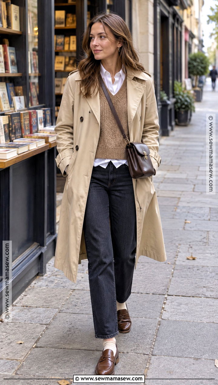 Knit Vest and White Shirt Europe Outfit - 15 fall europe travel capsule ideas