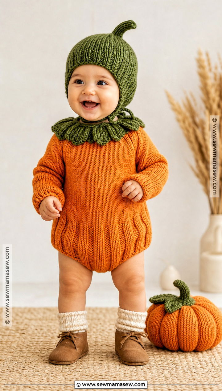 Knitted Baby Pumpkin Costume - 30 baby pumpkin costume ideas
