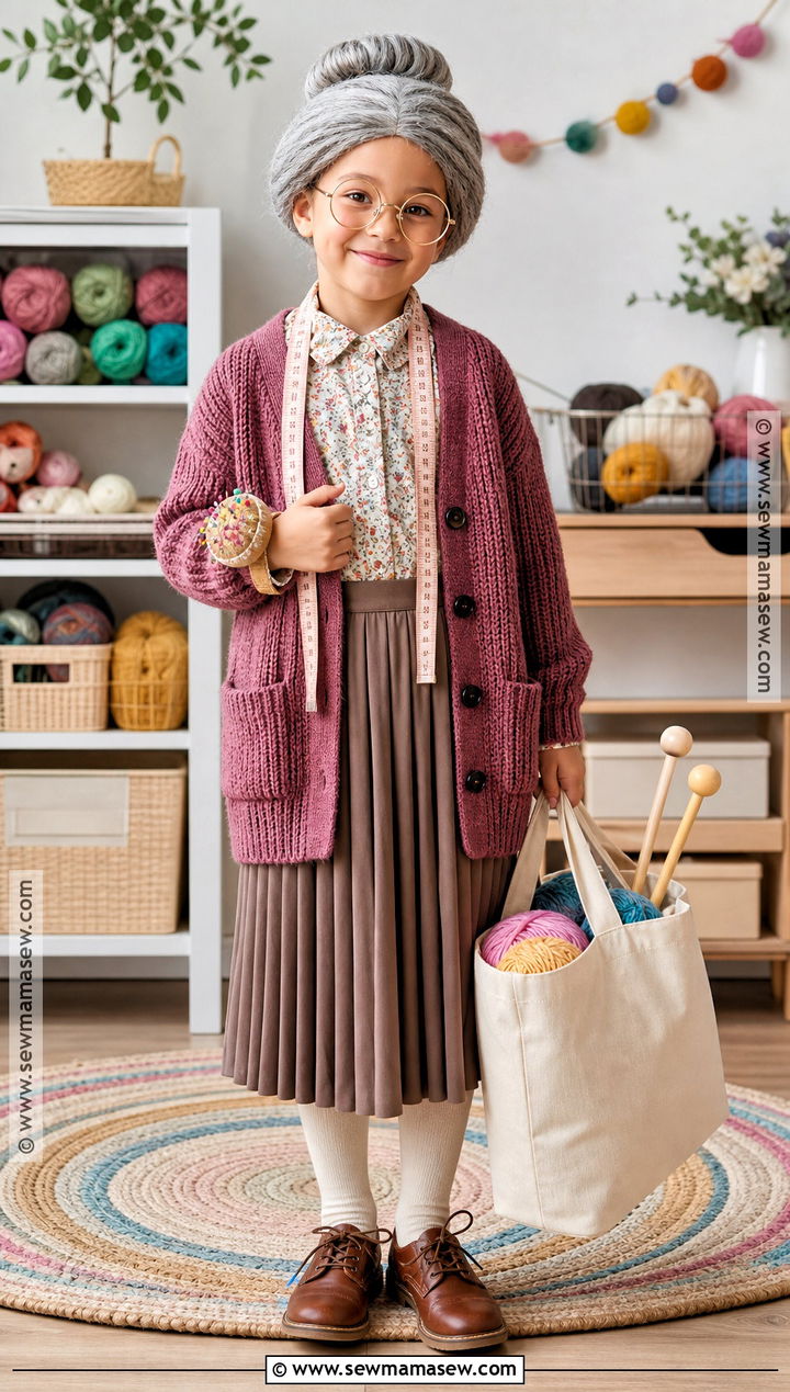 Knitting Grandma Costume - 30 kids old lady costume ideas