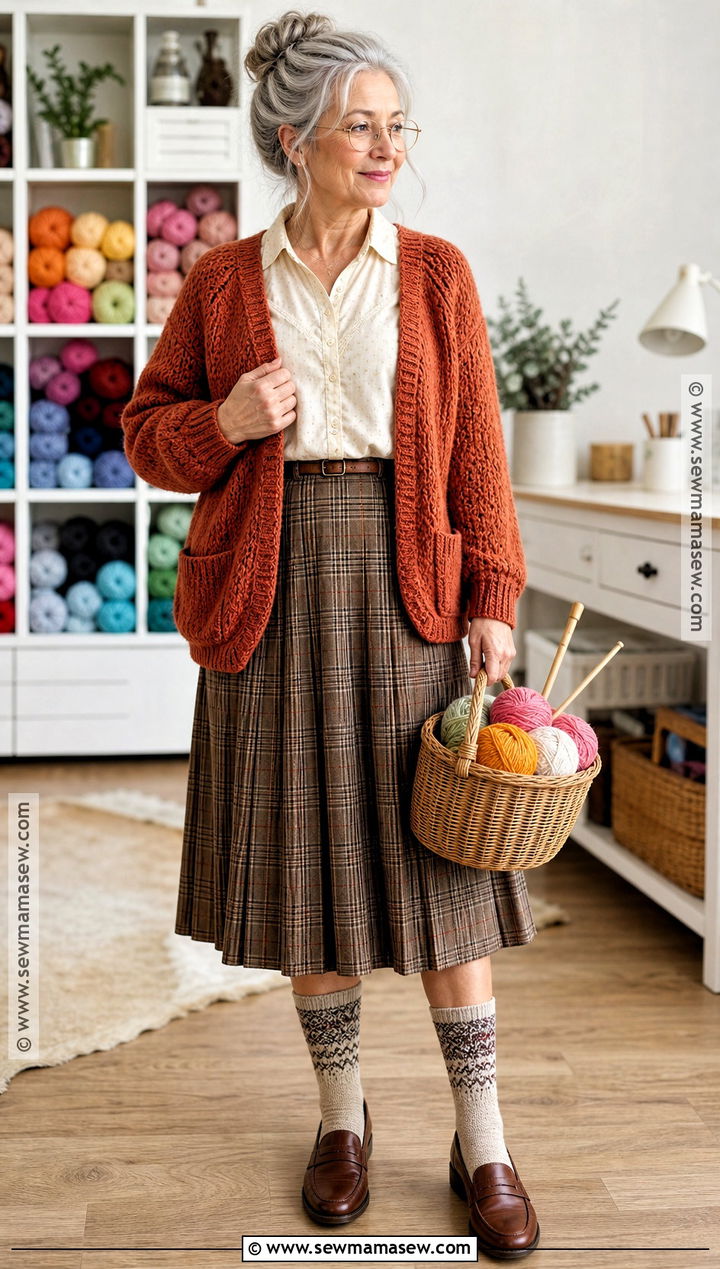 Knitting Granny Costume With Yarn Basket - 30 granny dress up ideas