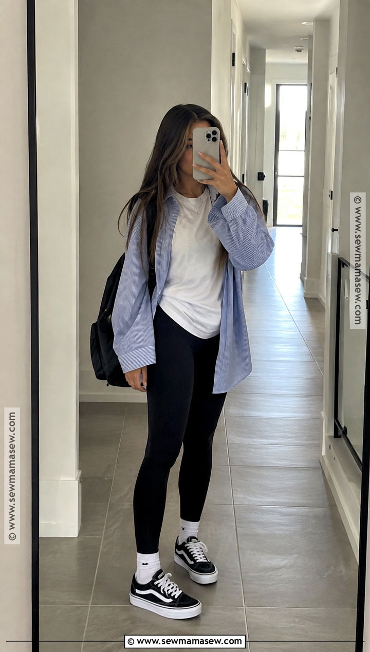 Knu Skool Vans With Leggings And Oversized Shirt - 20 back to school outfits knu skool vans