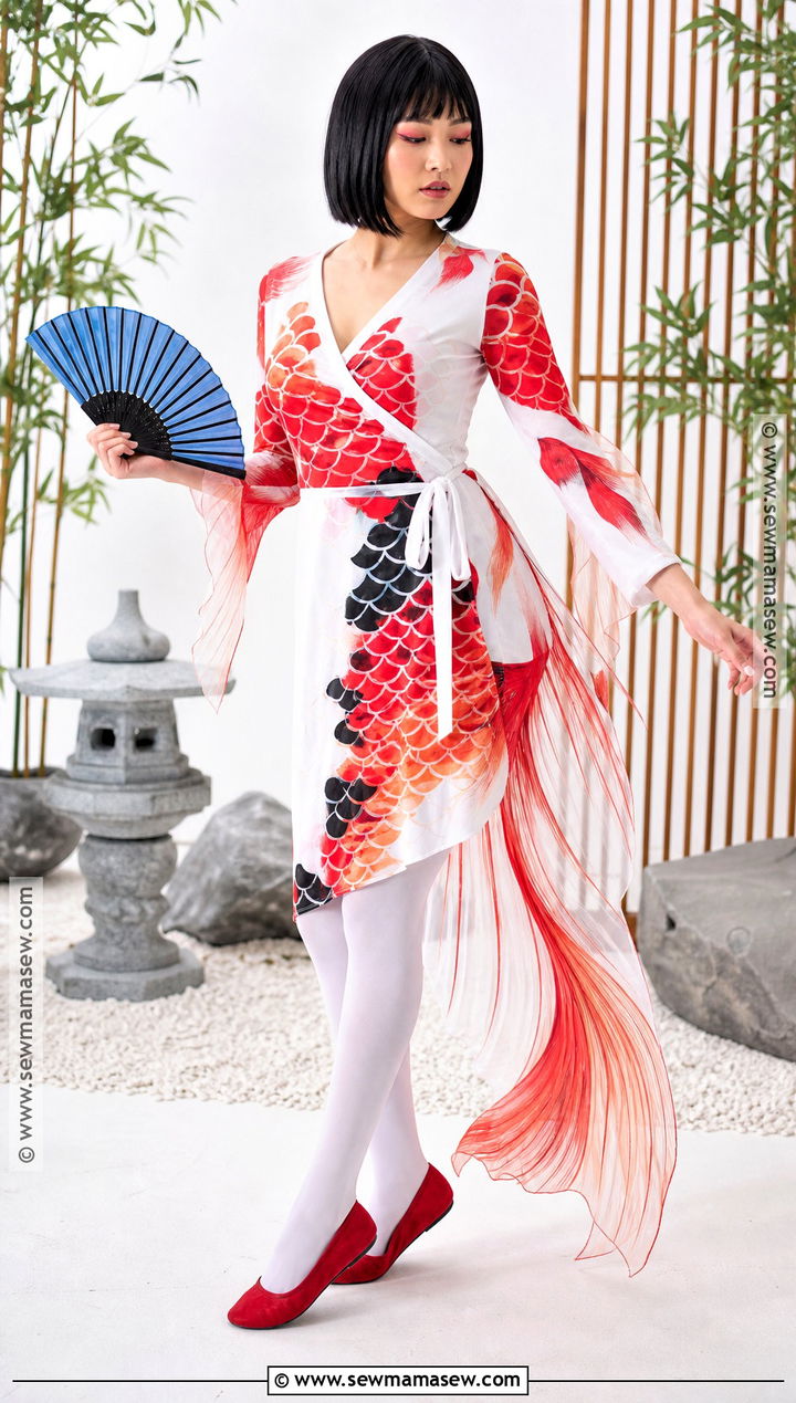 Koi Fish Costume With Red And White Dress - 30 Fish Costume Ideas for Women