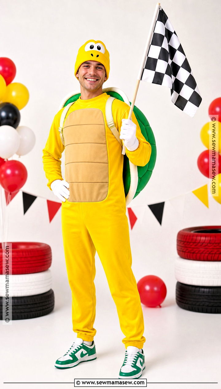 Koopa Troopa Costume With Green Shell - 30 super mario costume ideas