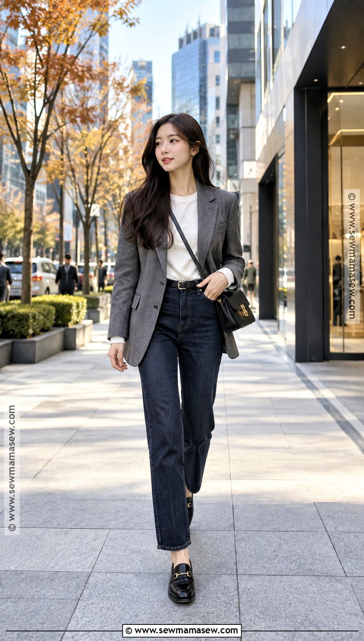 Korea Autumn Blazer And Jeans Outfit - 15 korea travel outfit autumn ideas