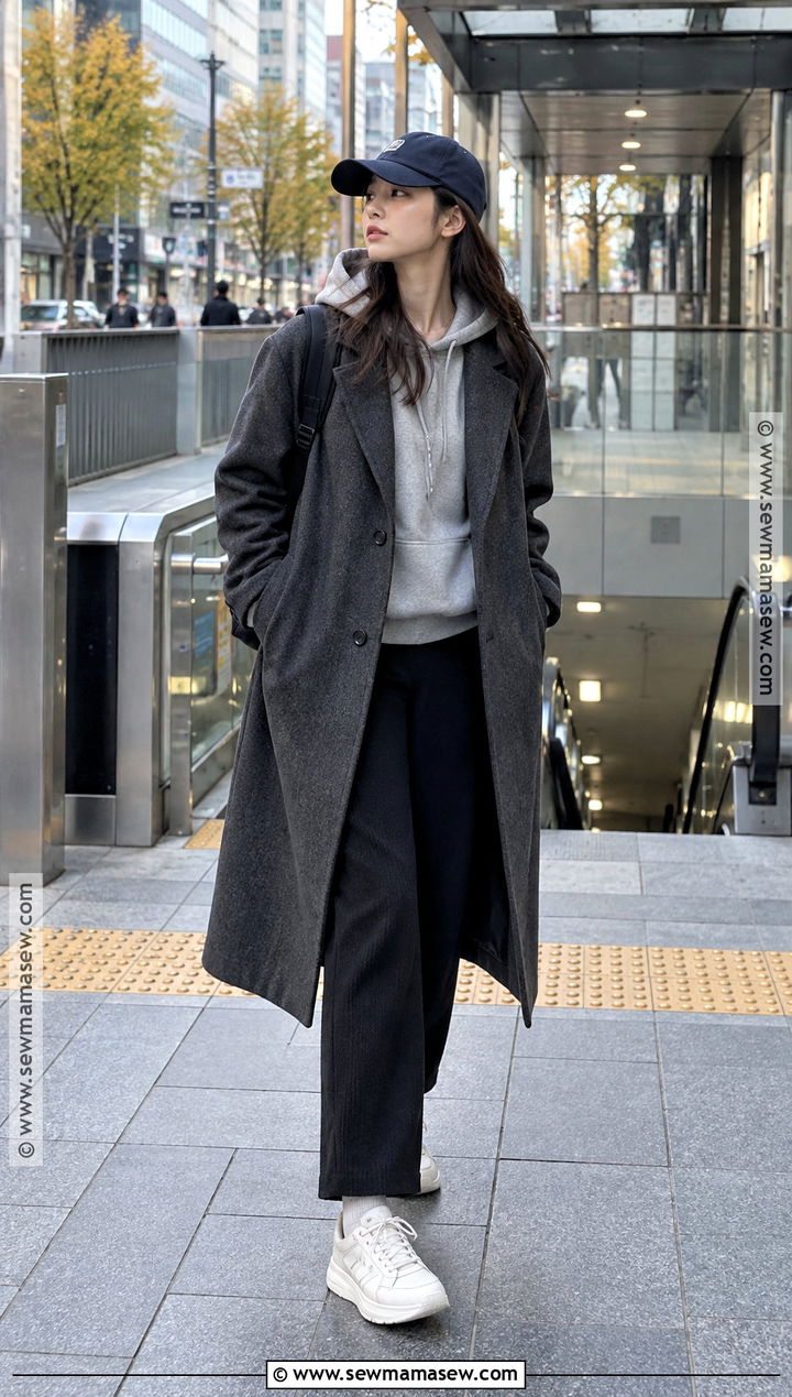 Korea Autumn Hoodie And Long Coat Outfit - 15 korea travel outfit autumn ideas