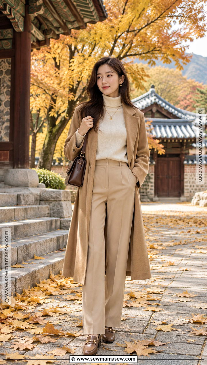 Korea Autumn Monochrome Beige Outfit - 15 korea travel outfit autumn ideas