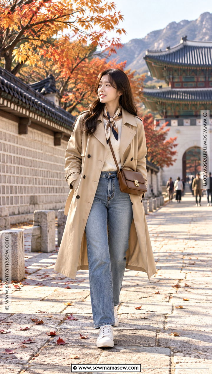 Korea Autumn Trench Coat Outfit - 15 korea travel outfit autumn ideas