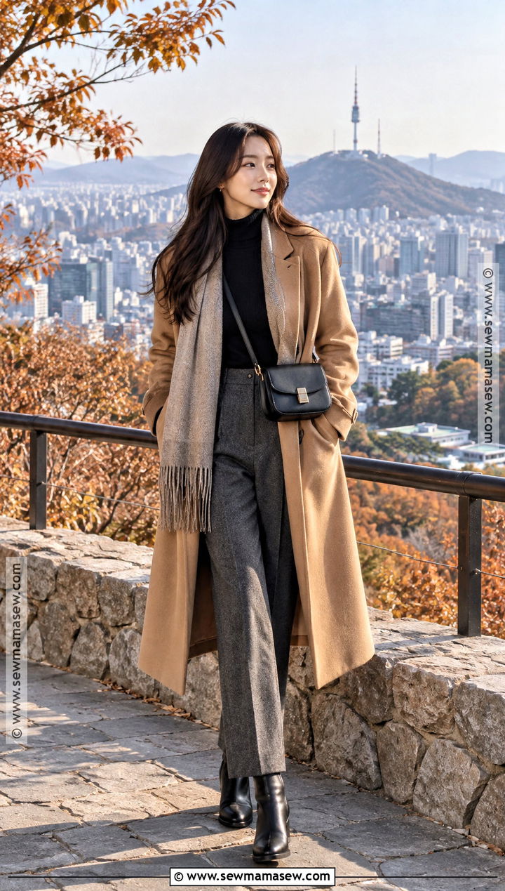 Korea Autumn Wool Coat And Turtleneck Outfit - 15 korea travel outfit autumn ideas