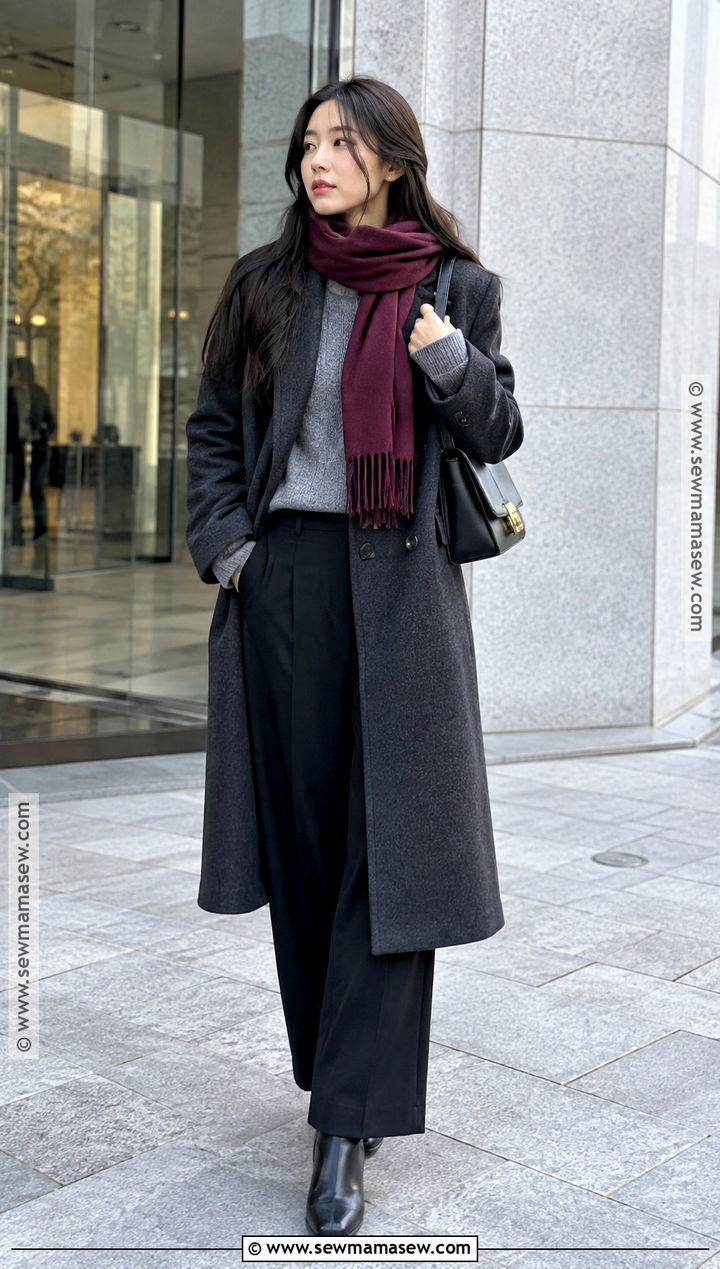 Korea November Wool Coat And Black Trousers Outfit - 20 korea november outfit ideas