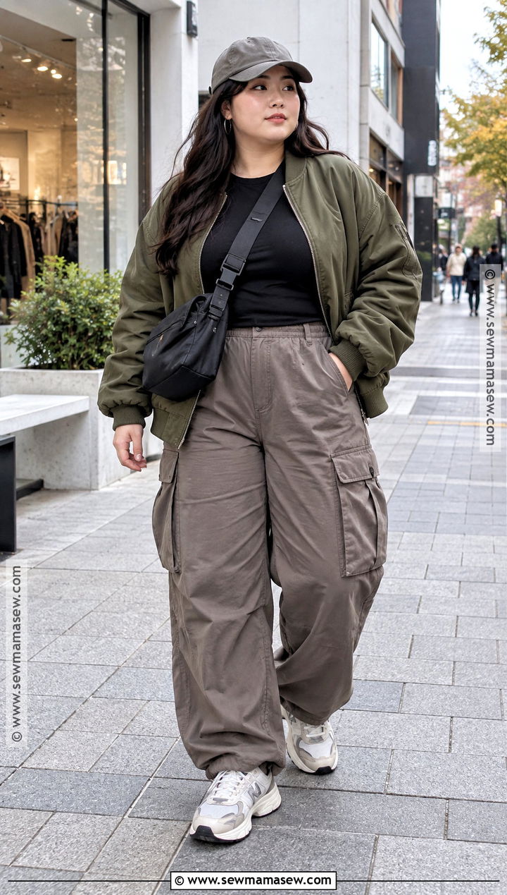 Korea October Bomber Jacket And Cargo Pants Outfit - 15 korea in october outfit ideas
