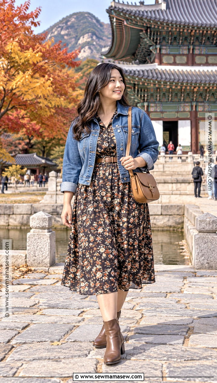 Korea October Denim Jacket And Midi Dress Outfit - 15 korea in october outfit ideas