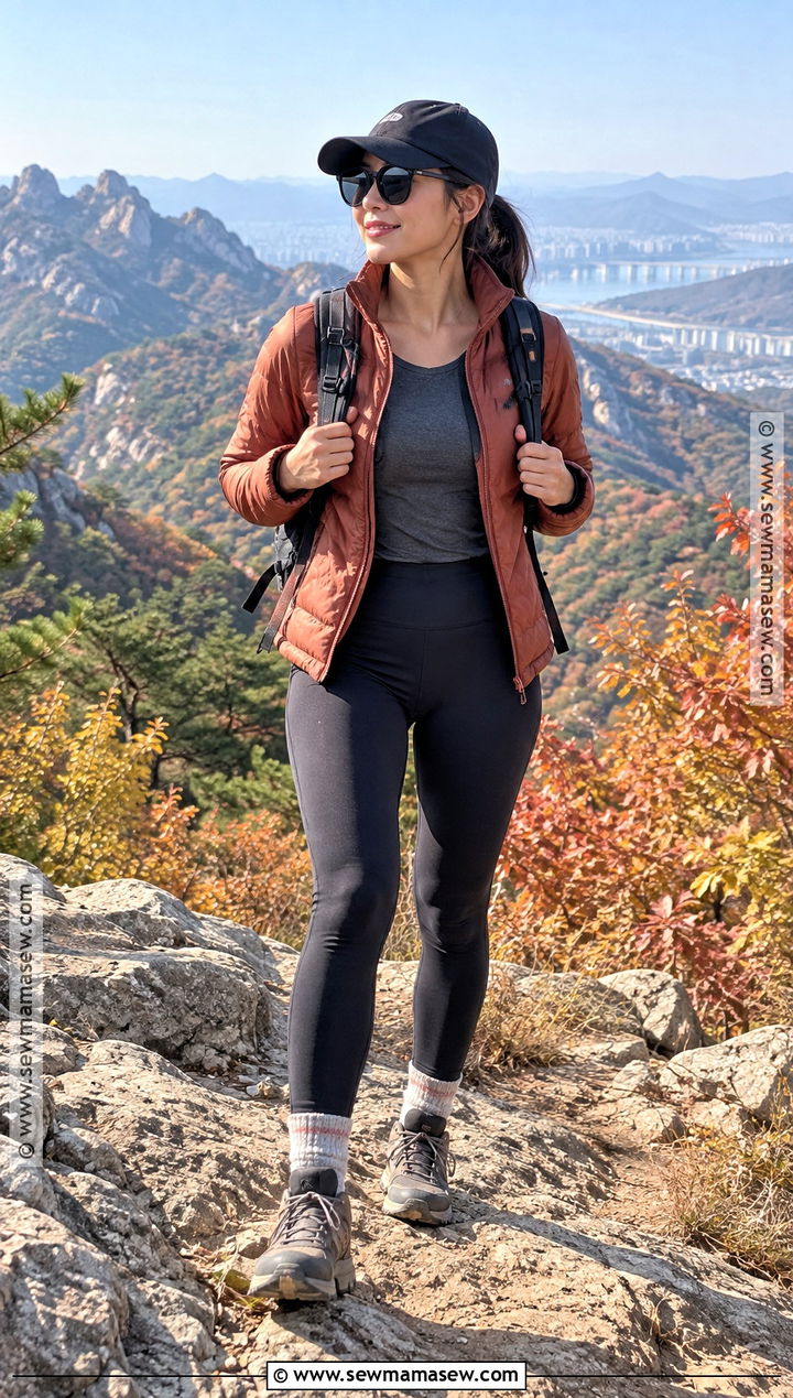Korea October Hiking Jacket And Leggings Outfit - 15 korea in october outfit ideas