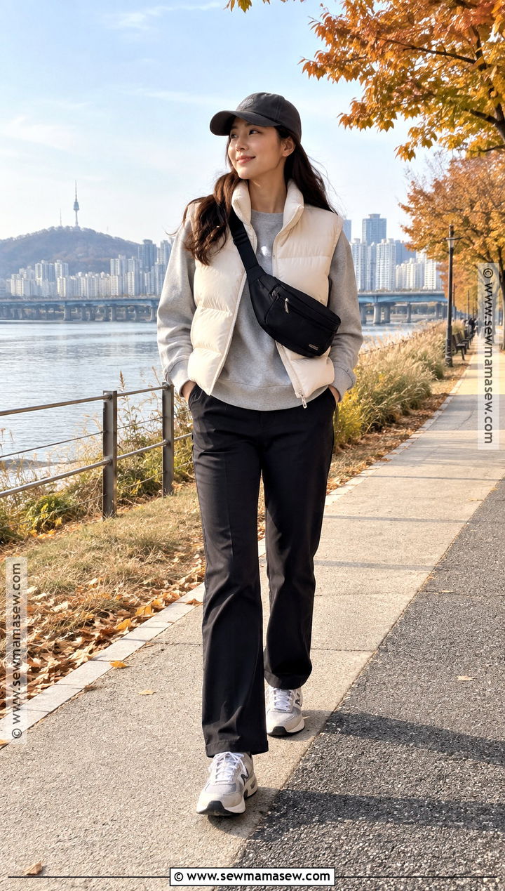 Korea October Puffer Vest And Sweatshirt Outfit - 15 korea in october outfit ideas