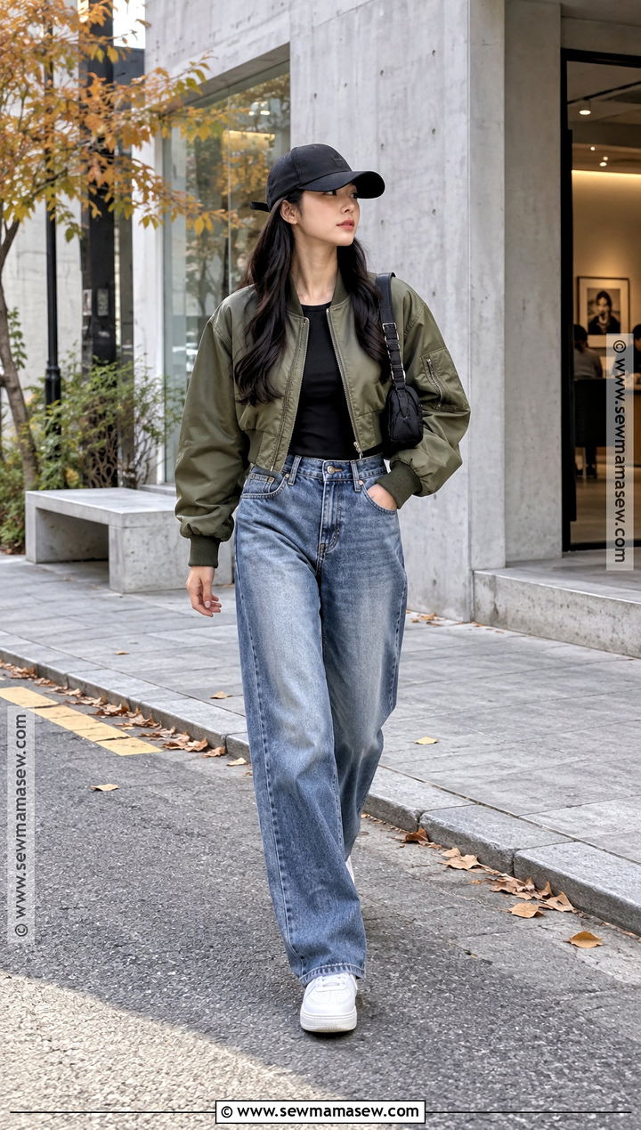 Korean Autumn Bomber Jacket Outfit - 20 Ootd Autumn Korea Ideas