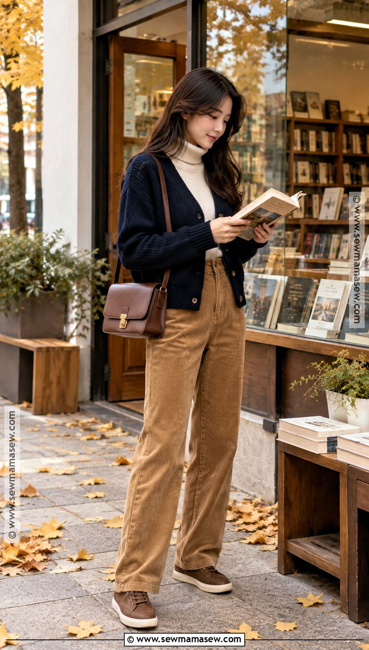 Korean Autumn Corduroy Pants Outfit - 20 Ootd Autumn Korea Ideas