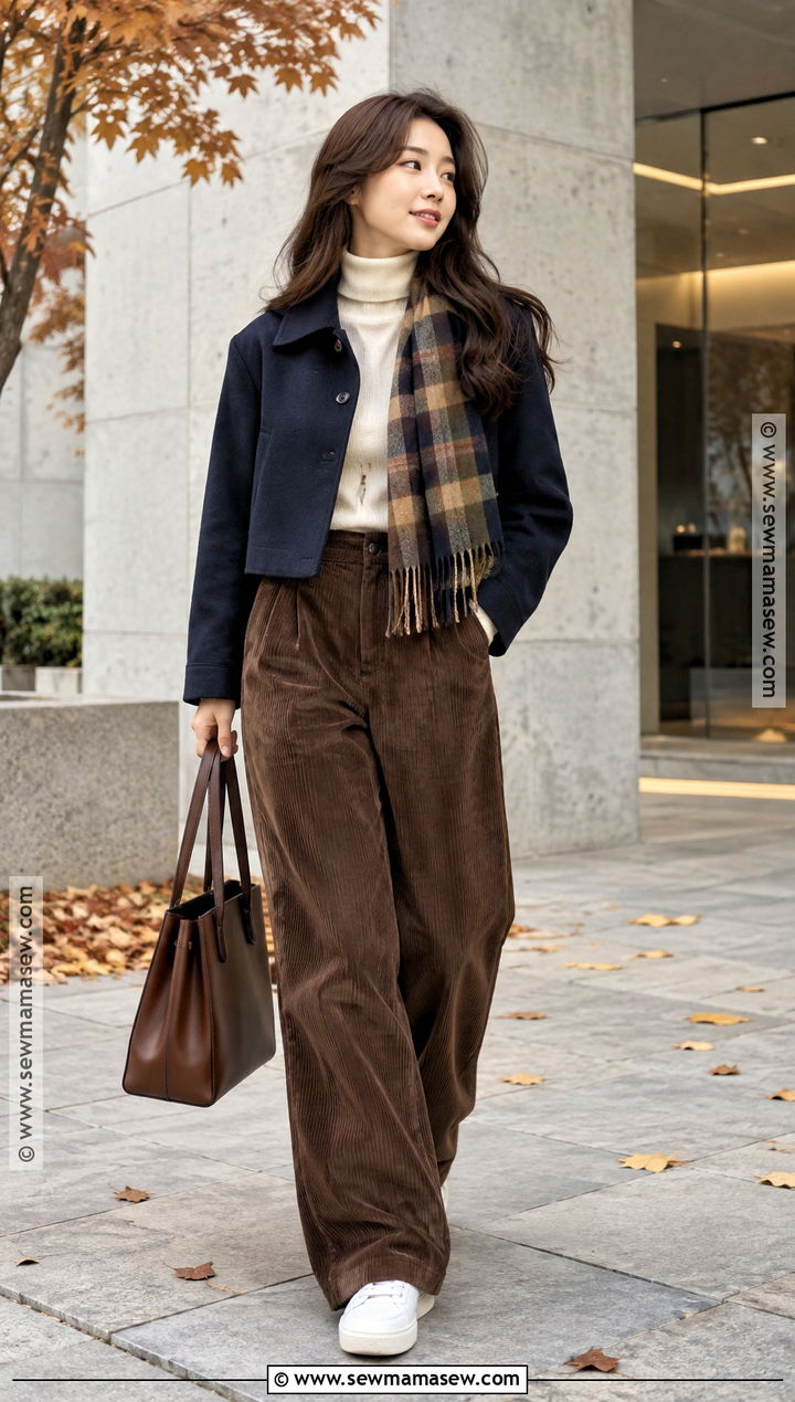 Korean Autumn Corduroy Pants Outfit - 20 Korean Autumn Fashion Ideas