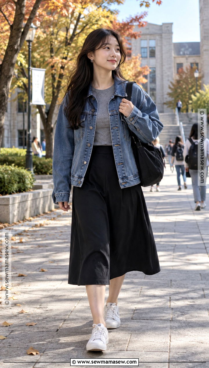 Korean Autumn Denim Jacket Outfit - 20 korean autumn outfits