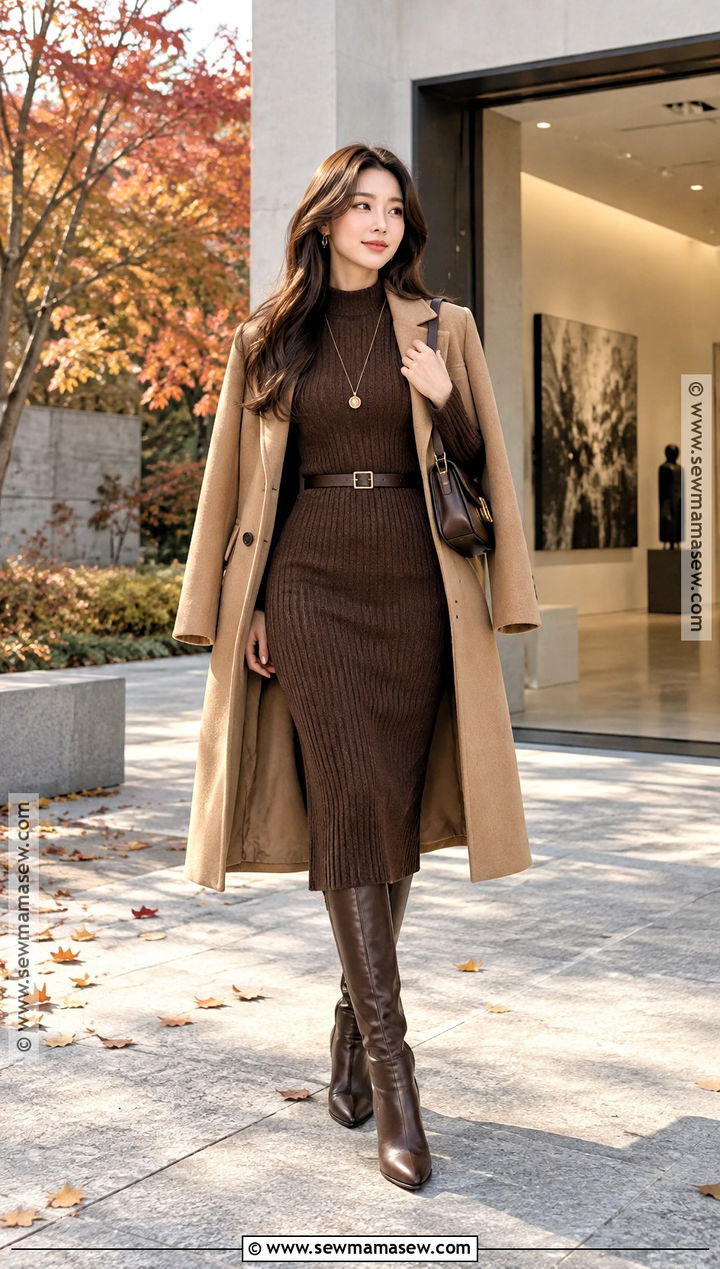 Korean Autumn Knit Dress Outfit - 20 Korean Autumn Fashion Ideas