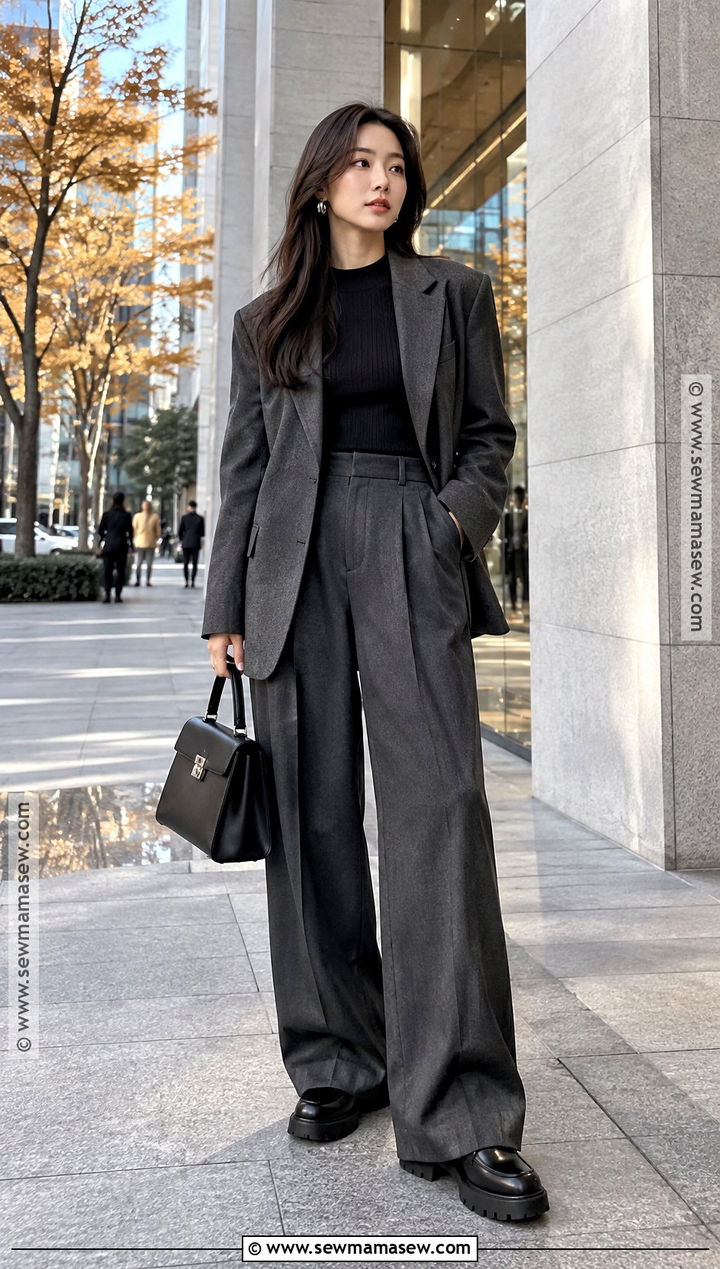 Korean Autumn Oversized Blazer And Trousers Outfit - 25 Autumn Outfits In Korea