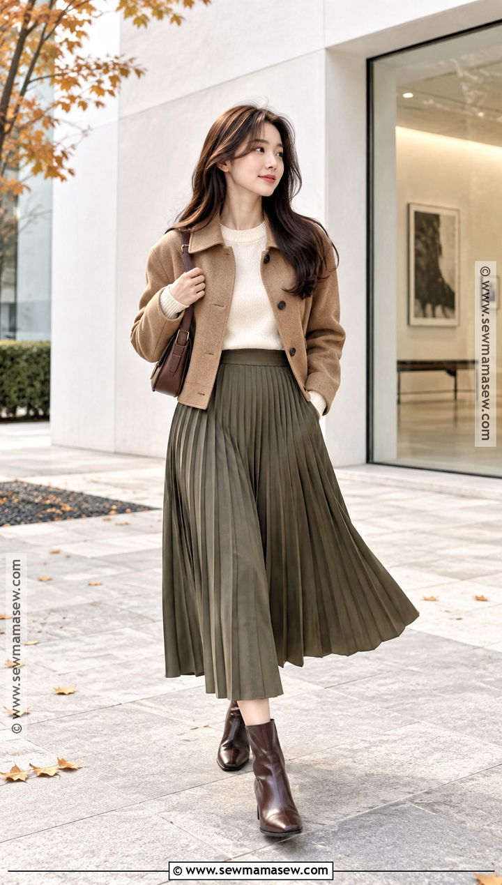 Korean Autumn Pleated Skirt Outfit - 20 Ootd Autumn Korea Ideas