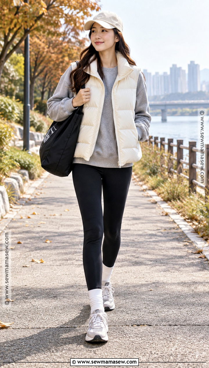 Korean Autumn Puffer Vest And Sweatshirt Outfit - 25 Autumn Outfits In Korea