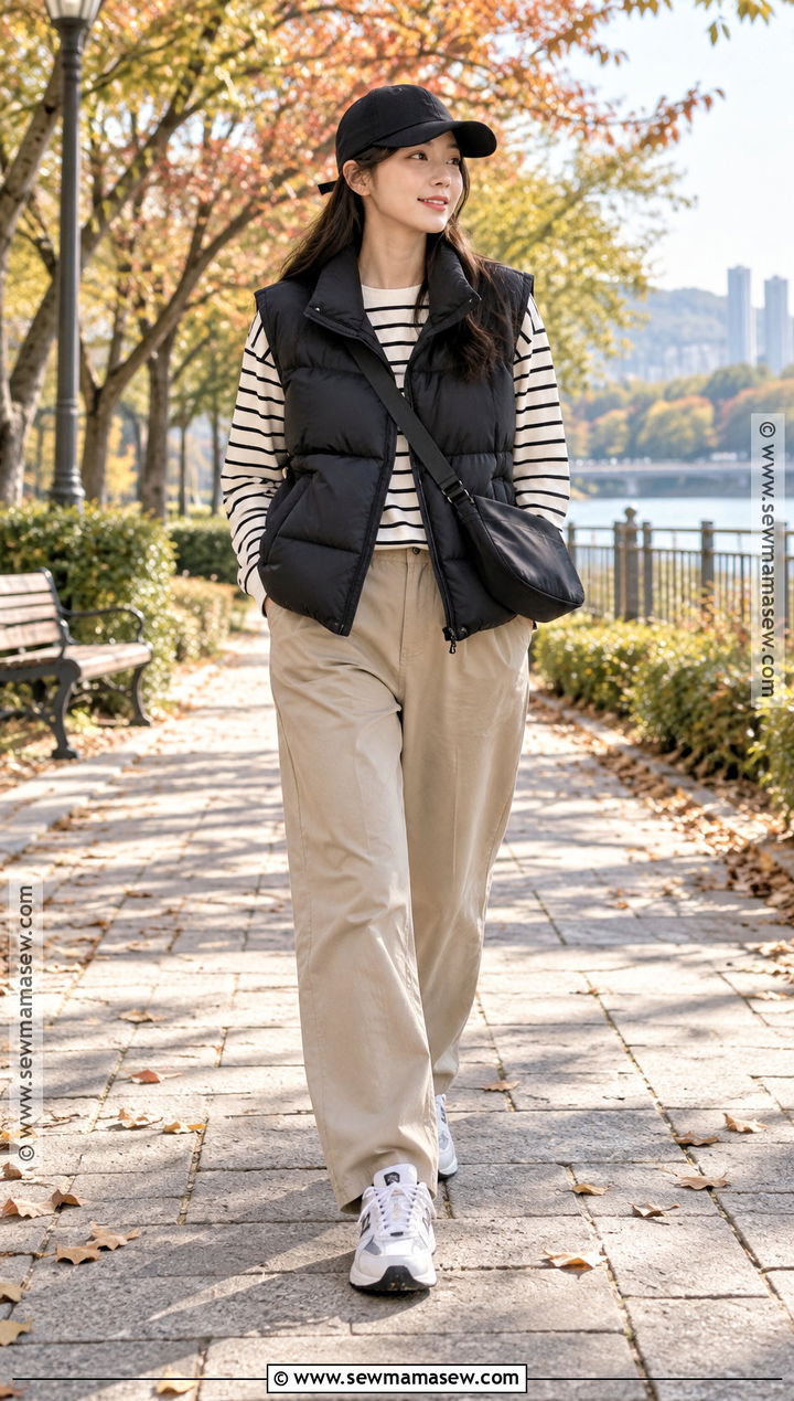 Korean Autumn Puffer Vest Outfit - 20 Ootd Autumn Korea Ideas