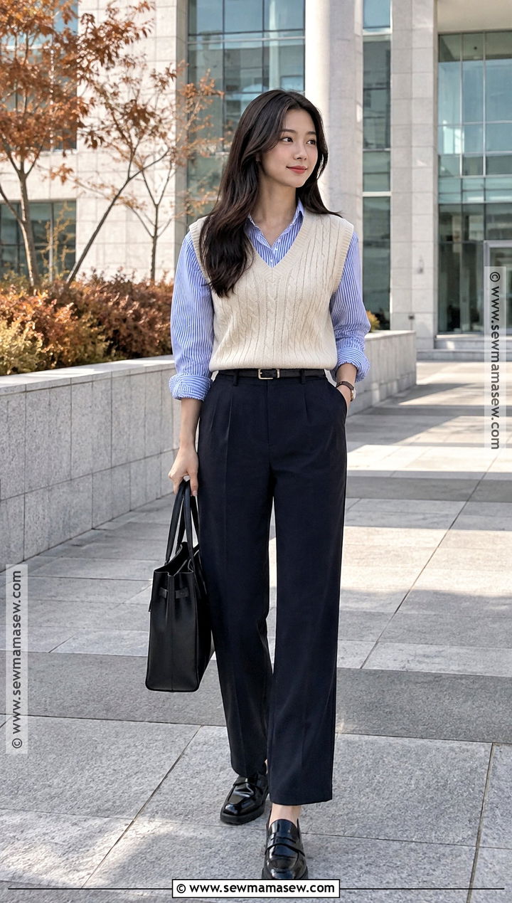 Korean Autumn Sweater Vest Outfit - 20 korean autumn outfits