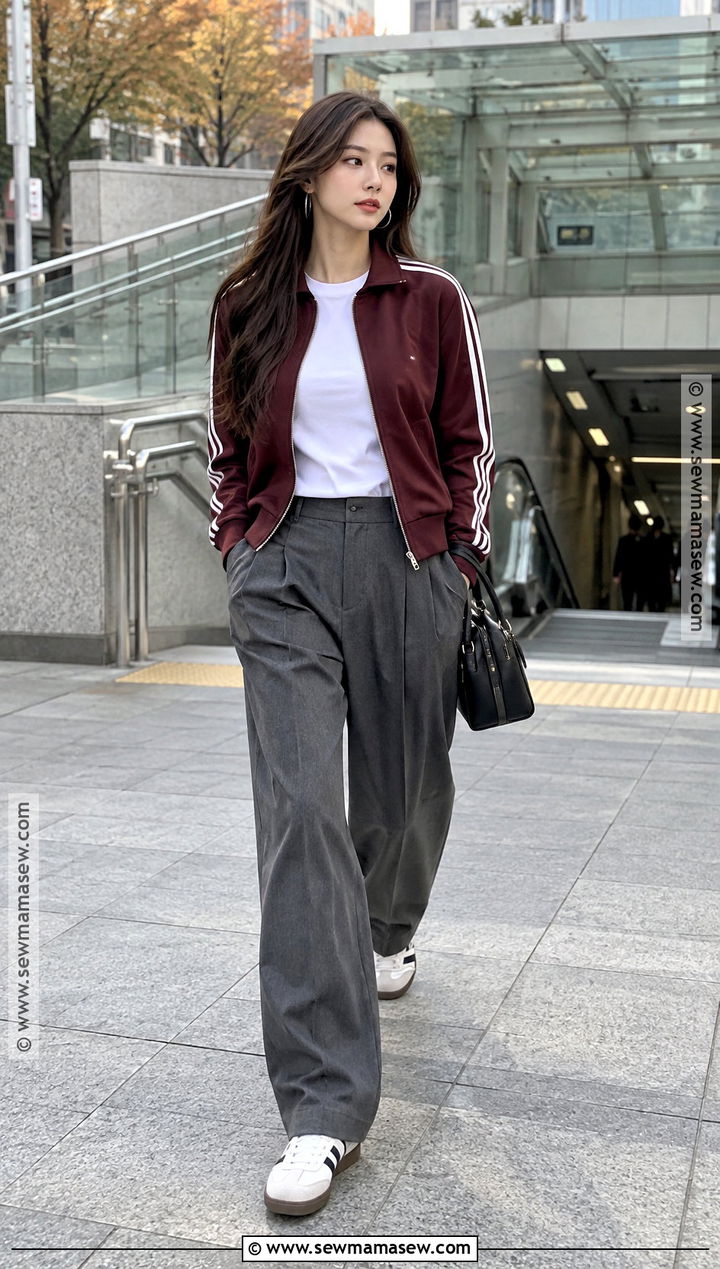 Korean Autumn Track Jacket Outfit - 20 Korean Autumn Fashion Ideas
