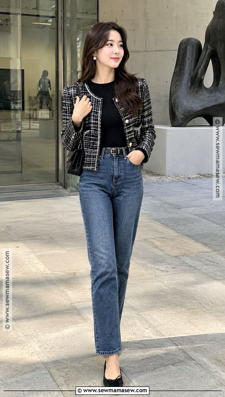 Korean Autumn Tweed Jacket Outfit - 20 Korean Autumn Fashion Ideas