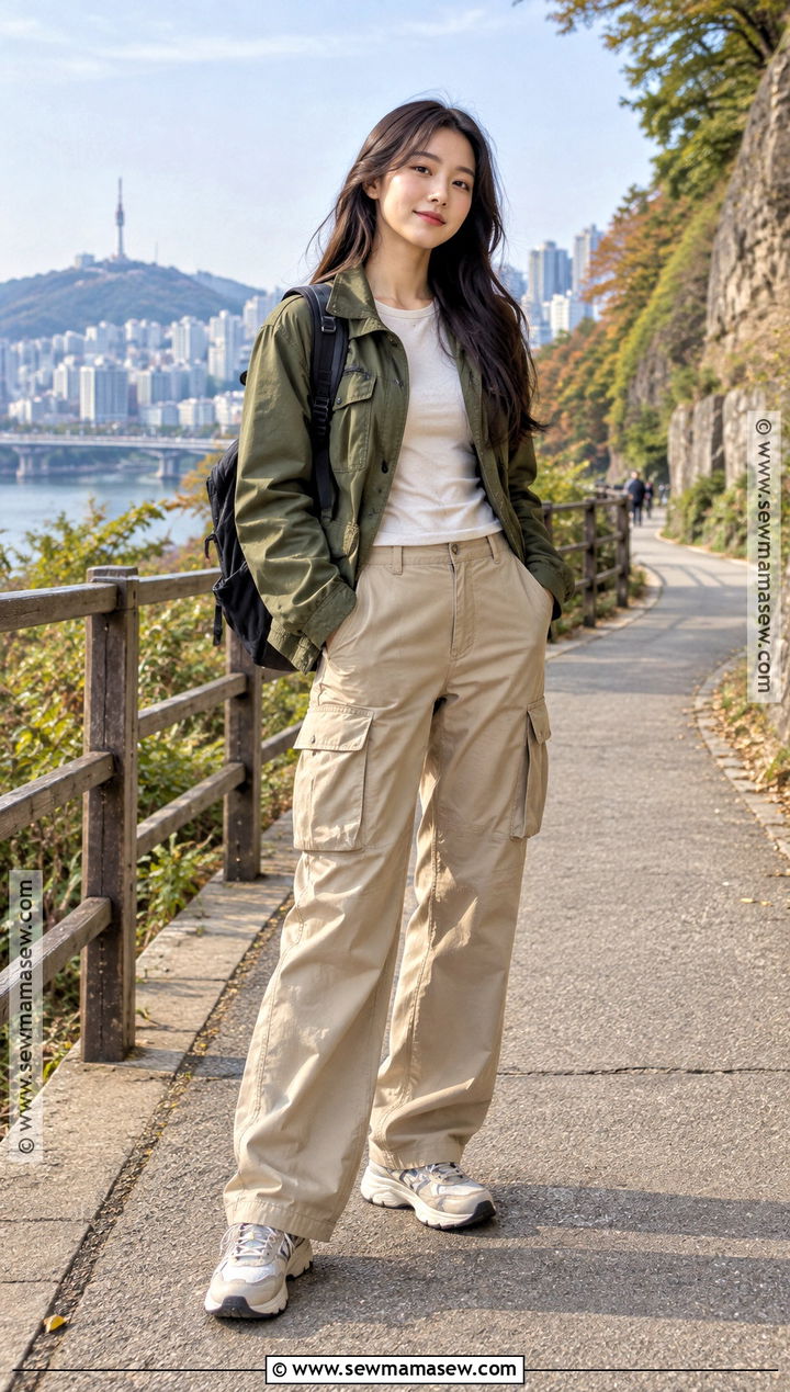 Korean Autumn Utility Jacket With Cargo Pants - 15 autumn outfits in korea for women