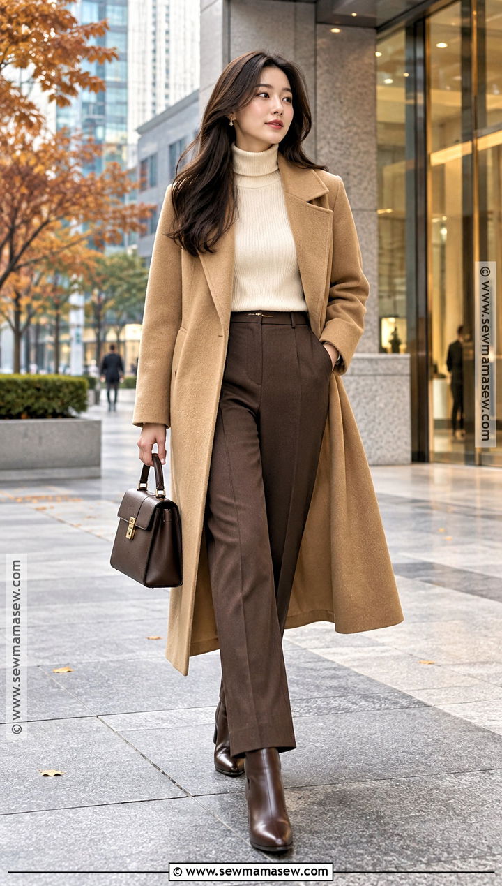 Korean Autumn Wool Coat And Turtleneck Outfit - 15 south korea ootd autumn ideas