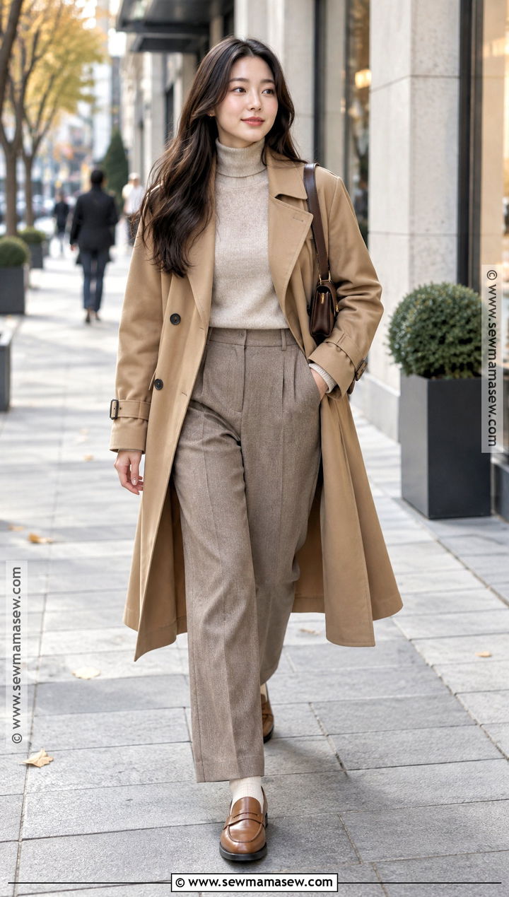 Korean Camel Trench Coat Outfit - 15 Soft Autumn Outfits Korean