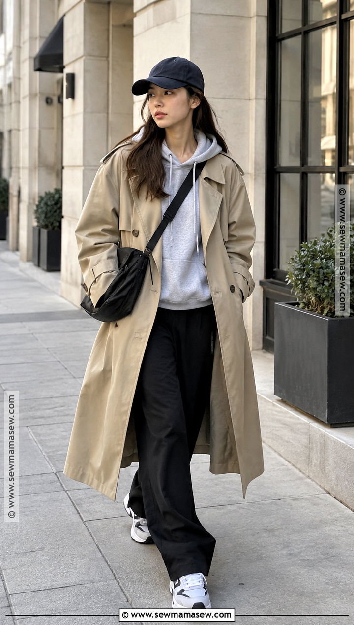 Korean Fall Hoodie And Trench Coat Outfit - 20 fall korean outfits