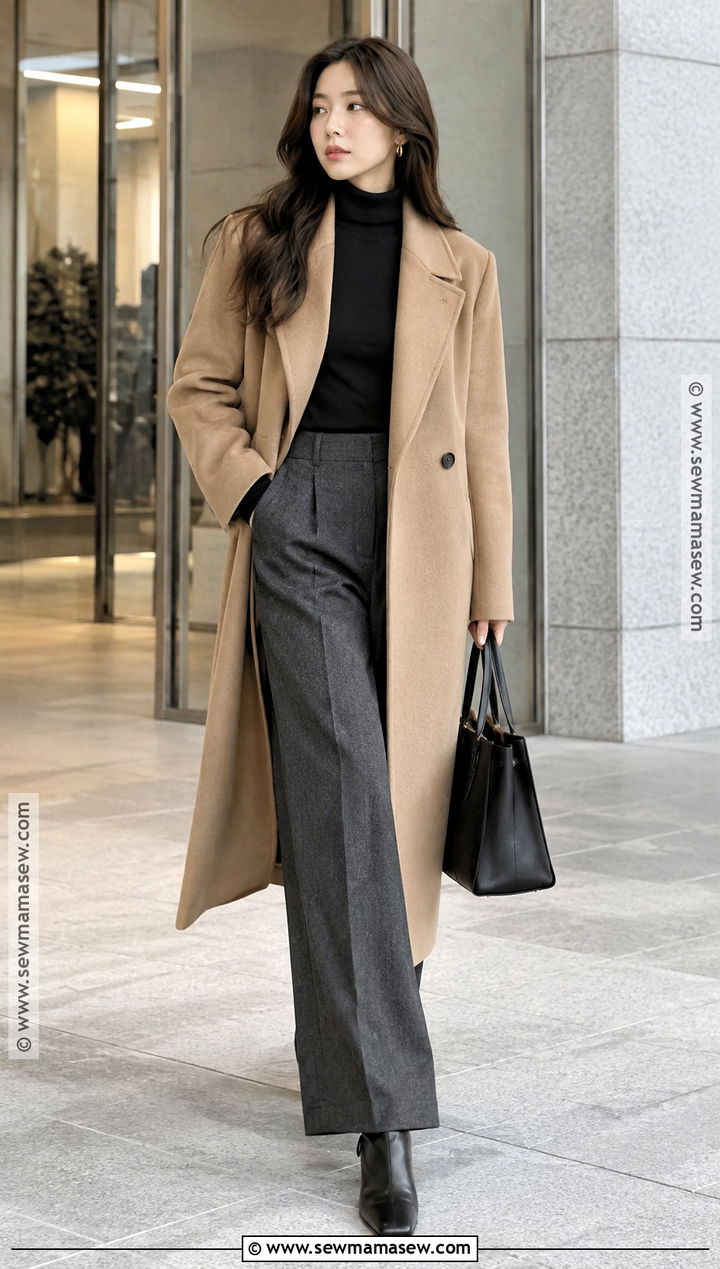 Korean Fall Long Coat And Turtleneck Outfit - 20 korea fall outfit ideas