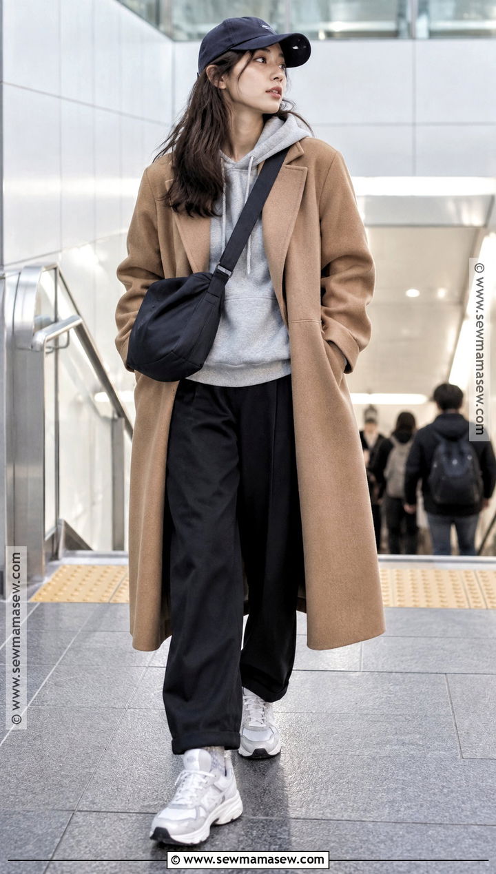 Korean Hoodie And Long Coat Outfit - 20 autumn korean outfit ideas