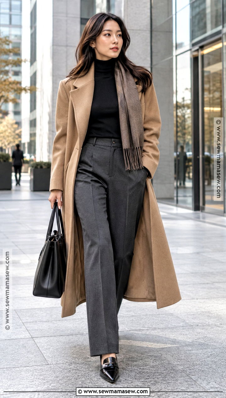 Korean Long Coat And Tailored Trousers Outfit - 20 Asian Fall Outfits