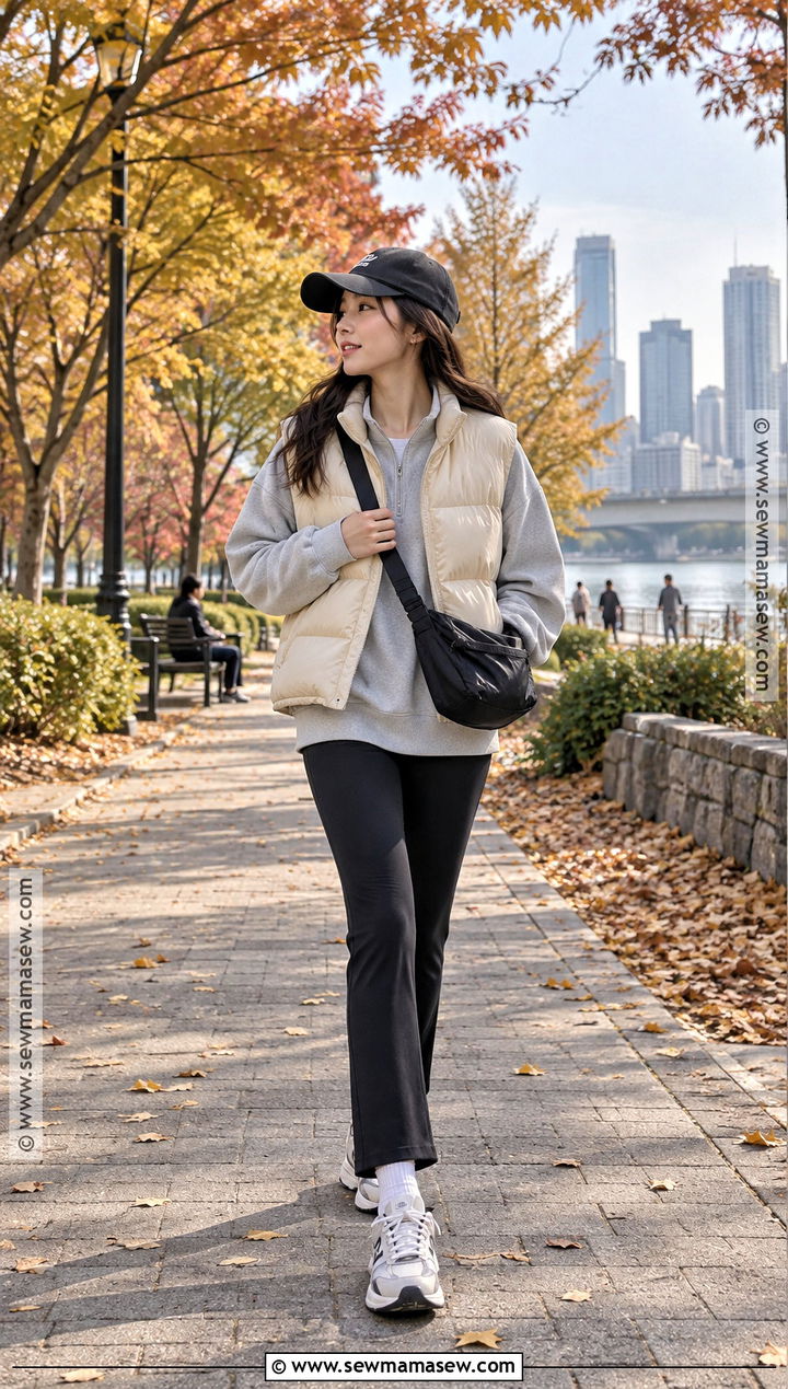 Korean Puffer Vest And Sweatshirt Outfit - 15 Korean Fall Style Ideas