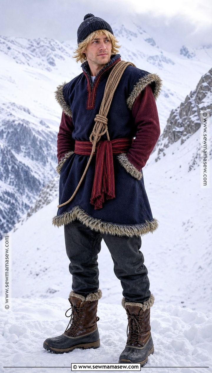 Kristoff Mountain Costume With Fur Trim - 30 frozen costume ideas