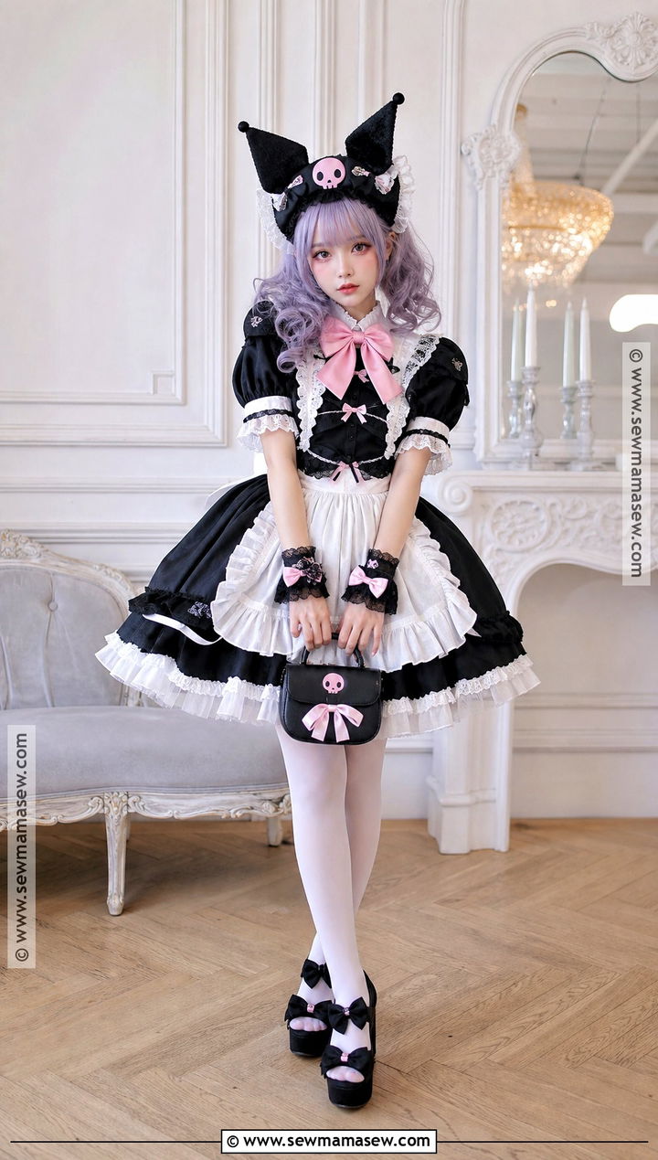 Kuromi Lolita Costume With Ruffled Dress - 40 kuromi costume ideas