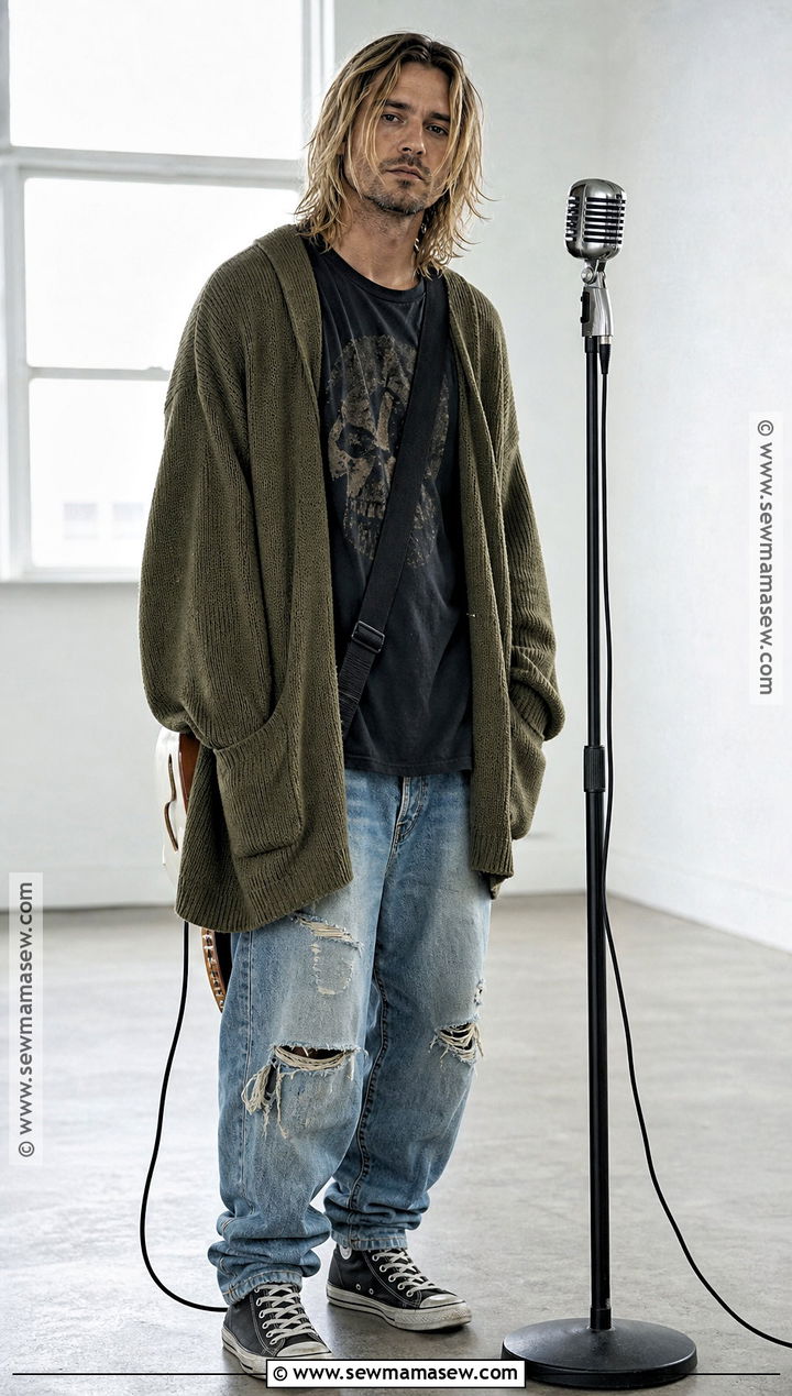 Kurt Cobain Olive Cardigan Costume - 30 kurt cobain costume ideas