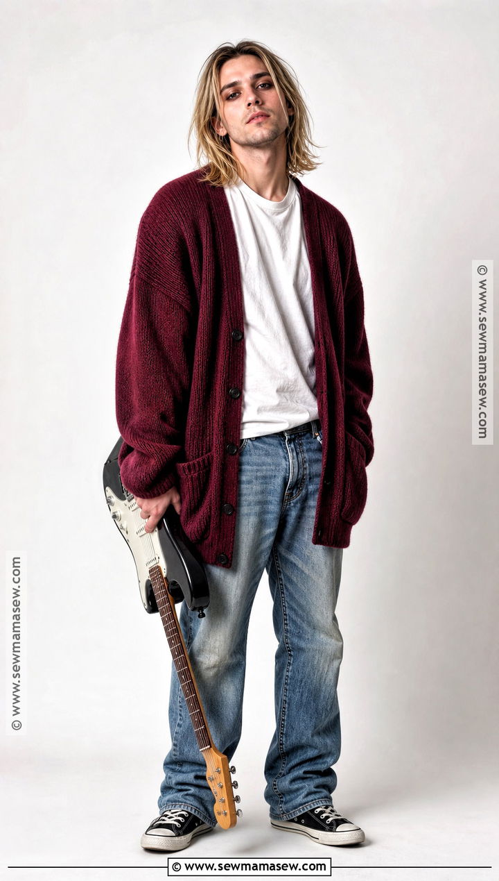 Kurt Cobain Red Cardigan Costume - 30 kurt cobain costume ideas