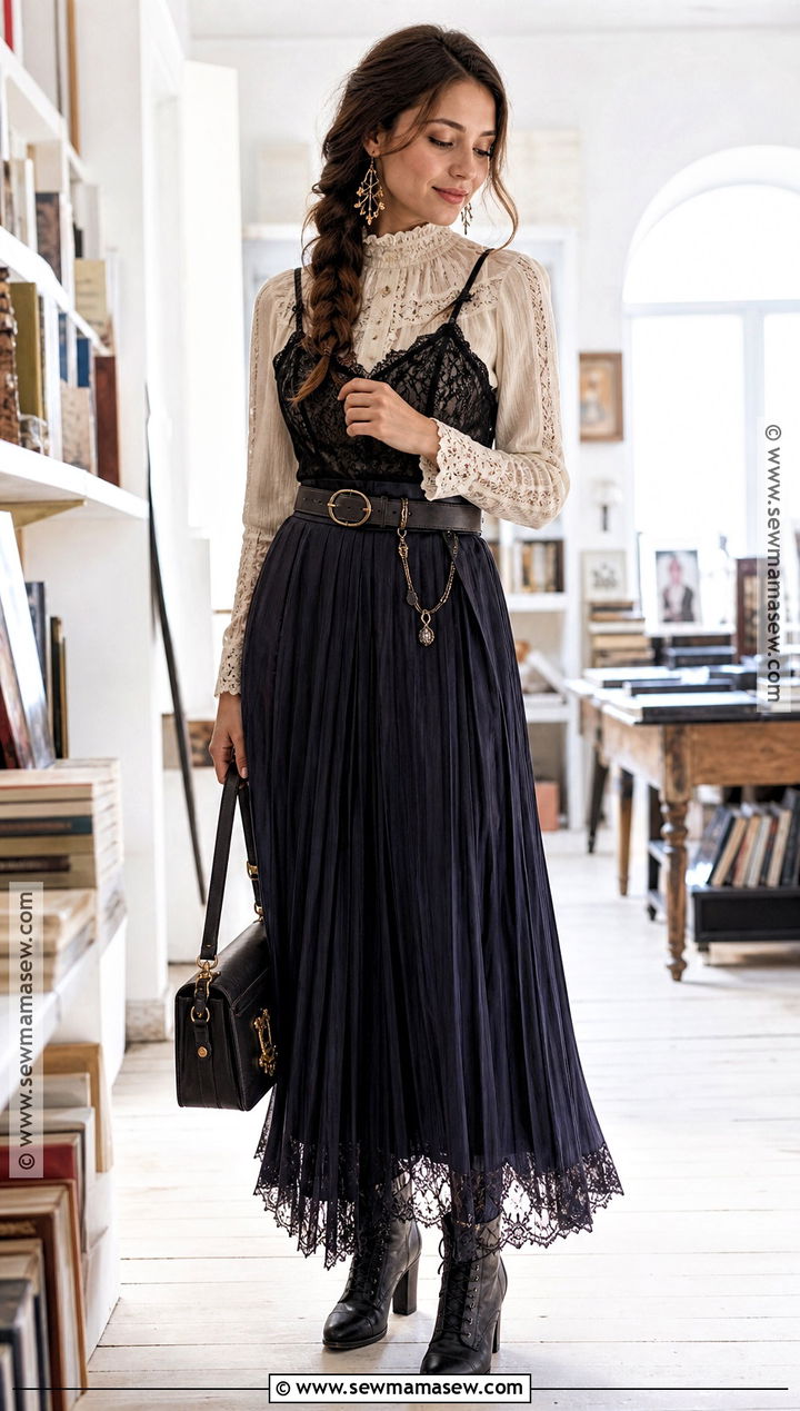 Lace Blouse And Maxi Skirt Witch Outfit - 30 Modern Witch Outfit Aesthetic Ideas