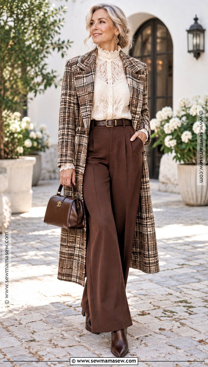 Lace Blouse and Wide Leg Pants Fall Outfit - 25 whimsical fall outfits