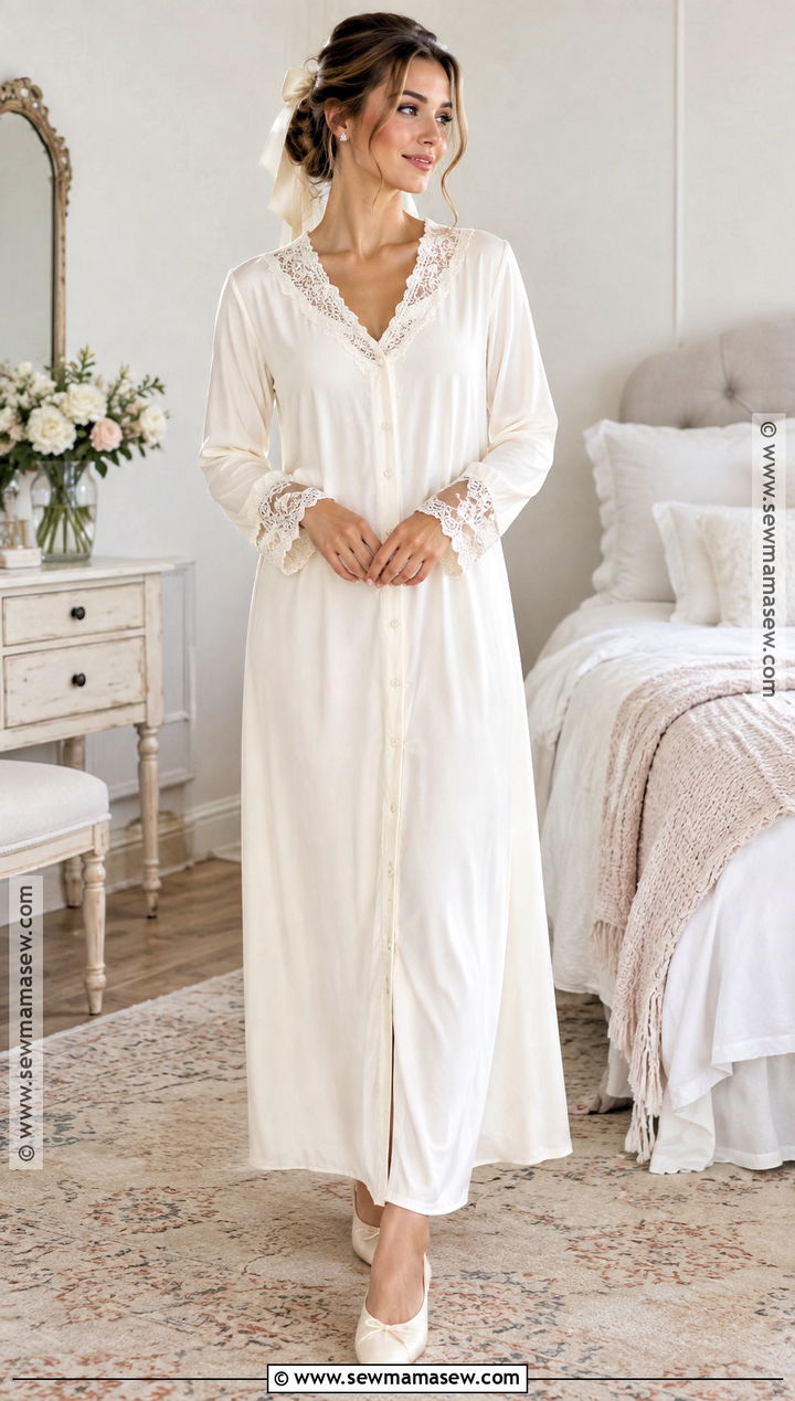 Lace Button Front Bridal Nightgown - 15 Bridal Getting Ready Outfit Fall Ideas